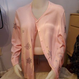 CJ Banks 4X Pink Sparkle Cardigan